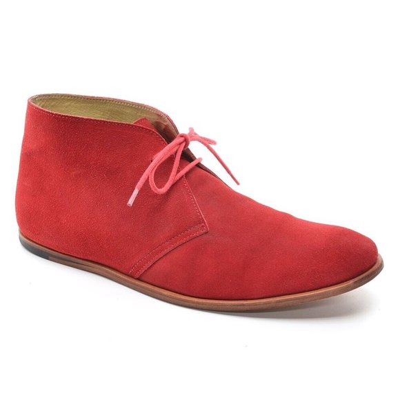 Men Opening CeremonyRed Suede Lace Up Desert Boots 45